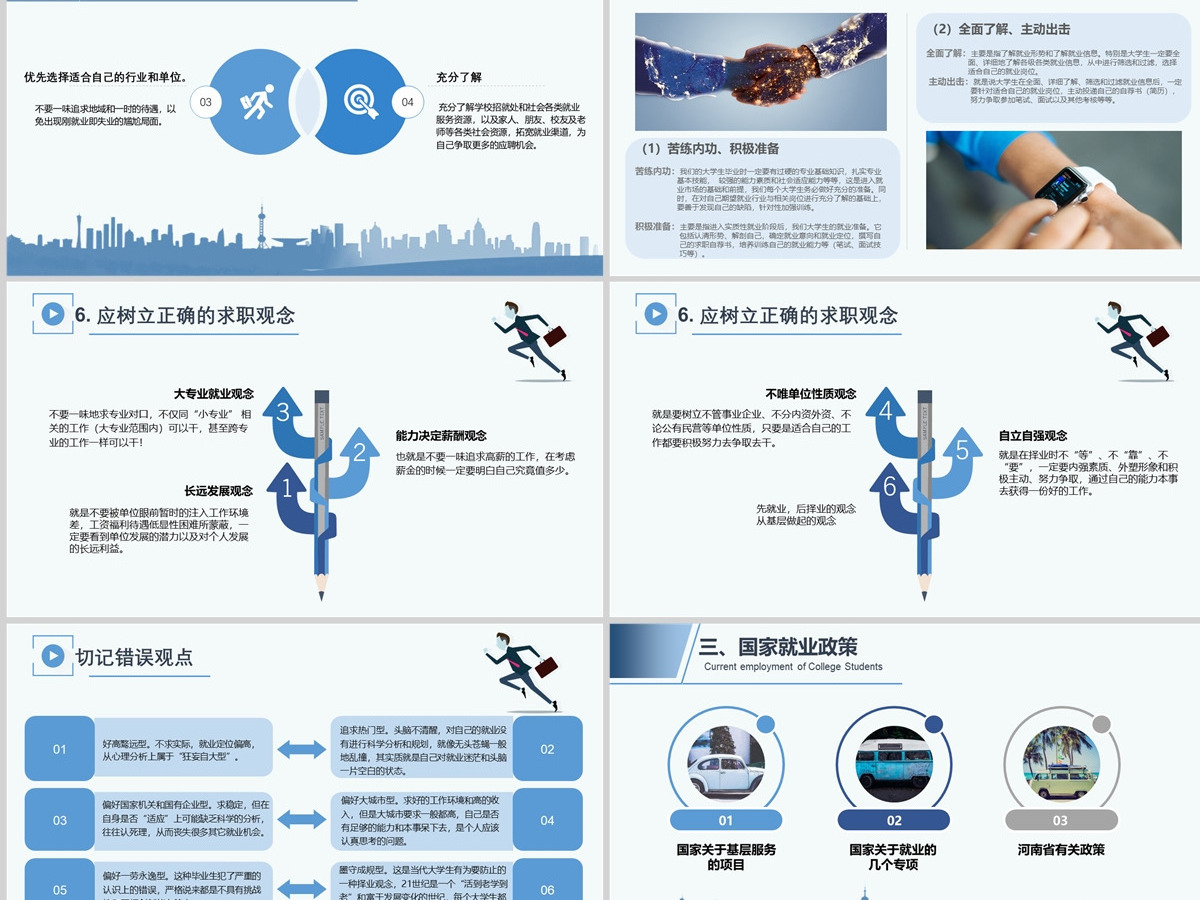 简约蓝色清新大学生就业指导PPT模板 简约蓝色清新大学生就业指导PPT模板