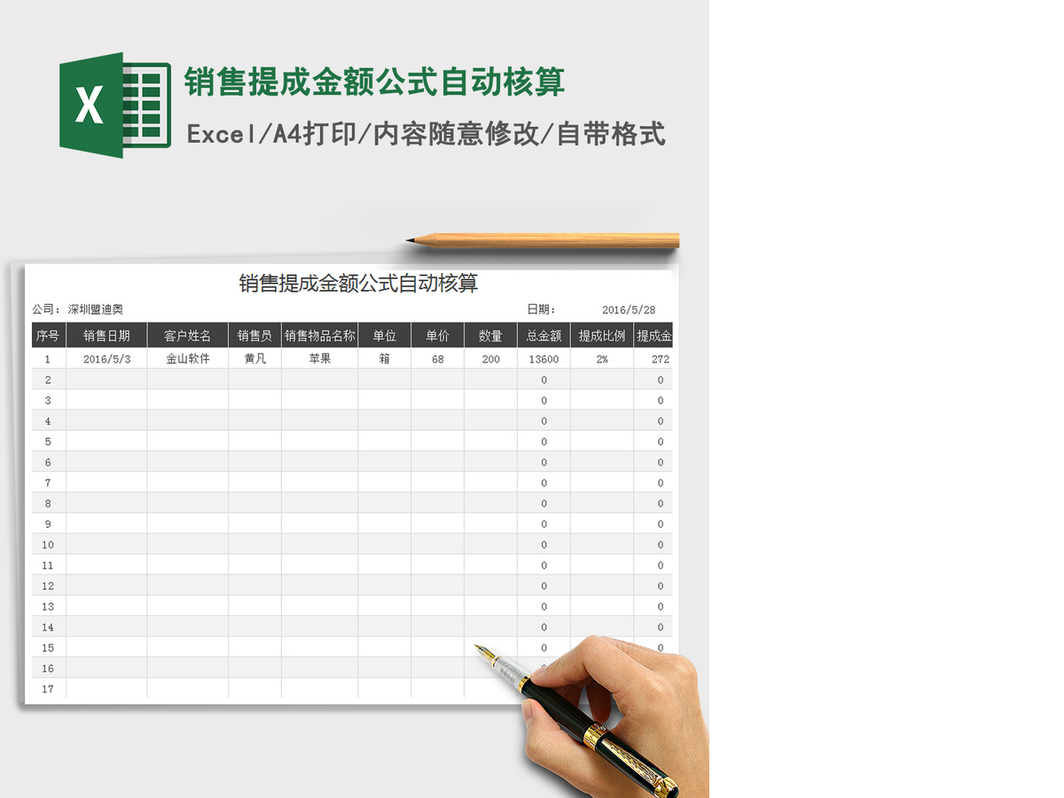 2021年销售提成金额公式自动核算
