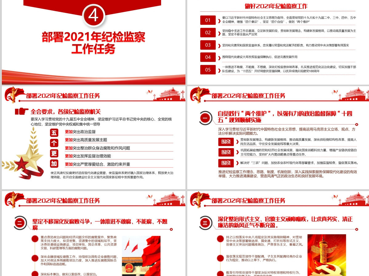 简约党建风十九届中央纪律检查委员会第五次全体会议公报PPT--含讲稿