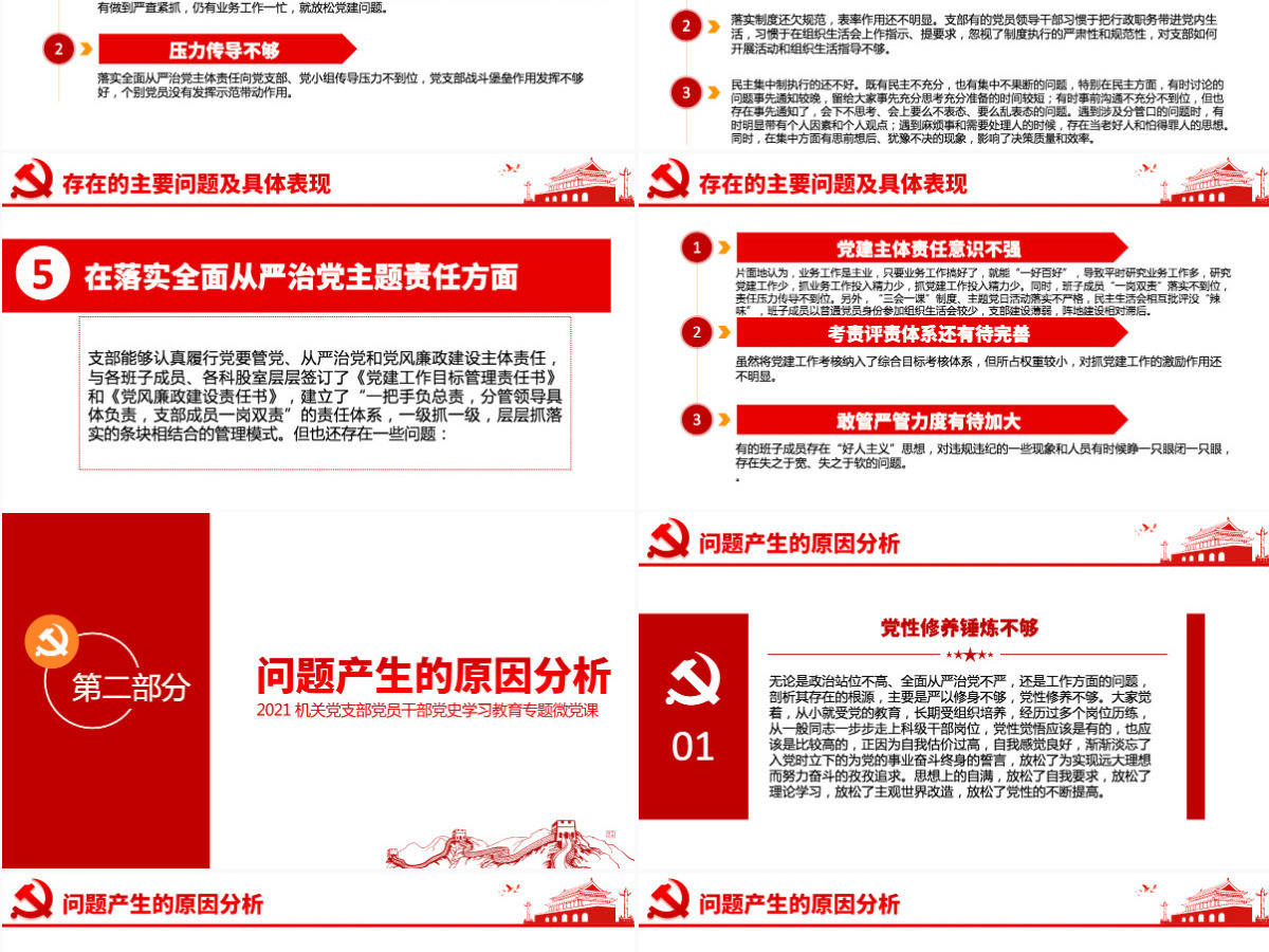 2021组织生活会“五个方面”班子对照PPT专题微党课-含讲稿