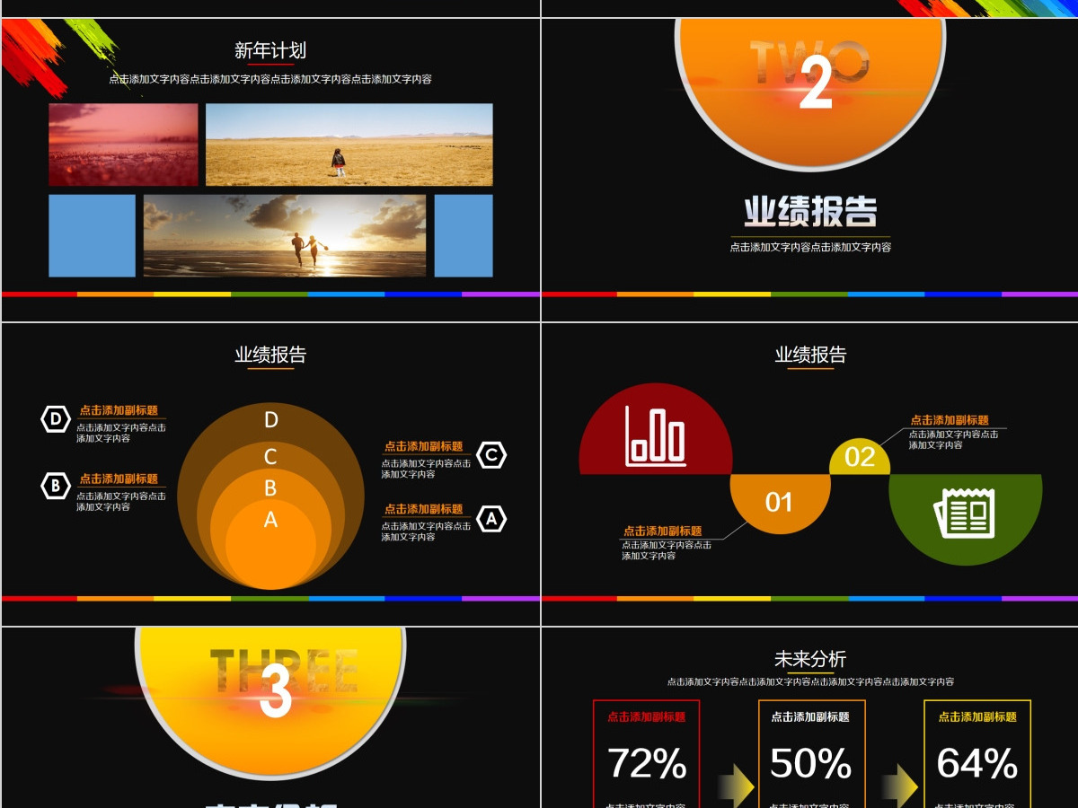 彩色业绩报告未来分析意见指导PPT