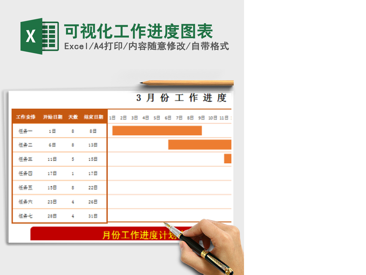 2021年可视化工作进度图表 2021年可视化工作进度图表