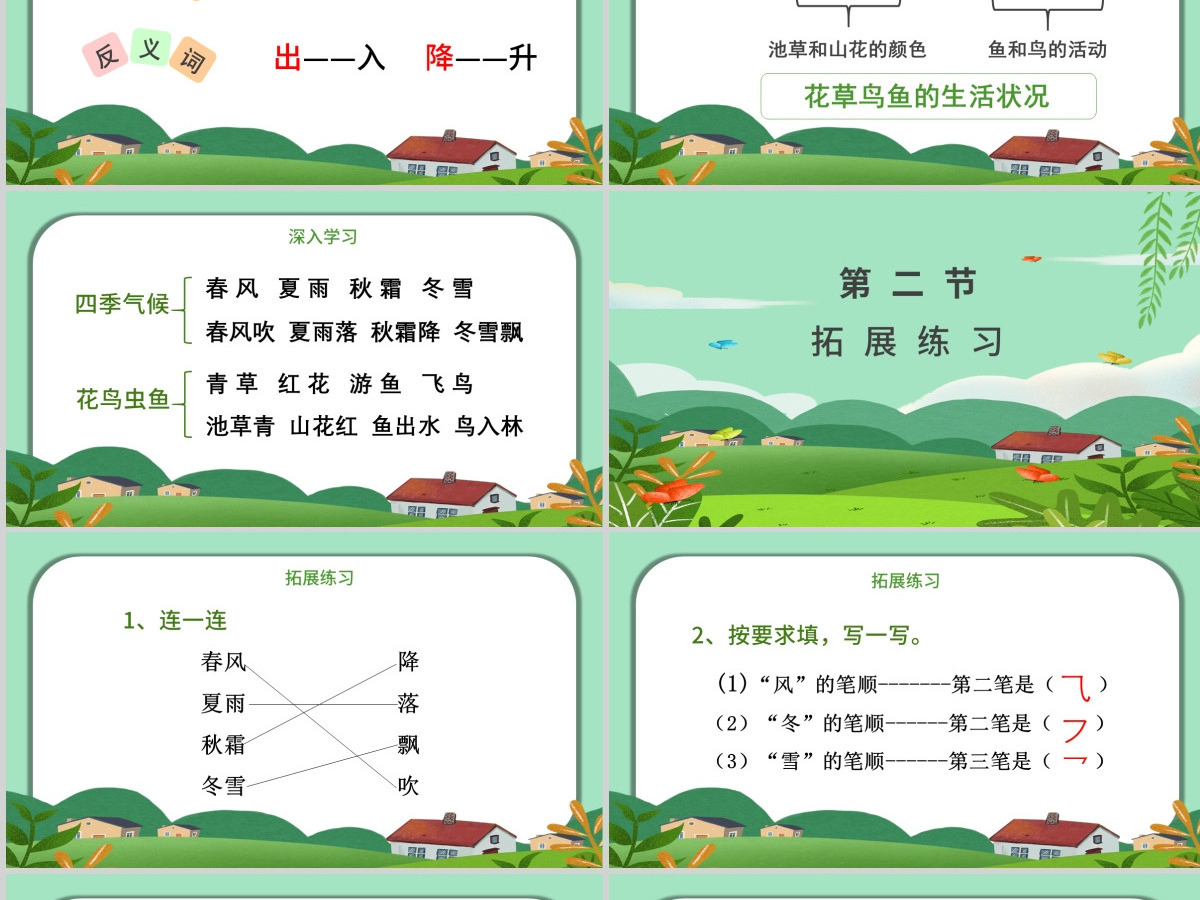 人教版小学一年级语文下册第一章识字：第一课——春夏秋冬（含配套教案）课件PPT