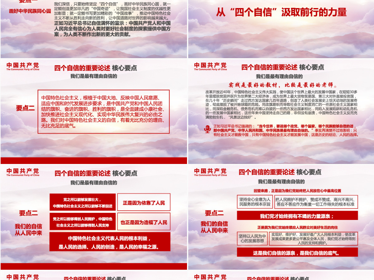 红色大气主题风格党课四个自信PPT模板 红色大气主题风格党课四个自信PPT模板