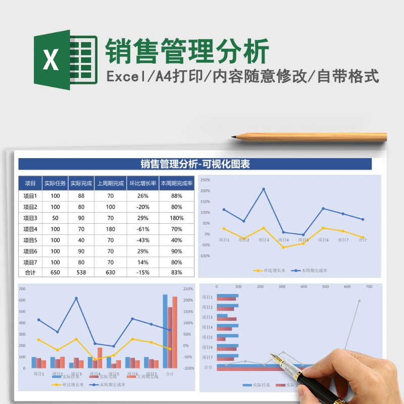 销售管理分析-可视化图Excel表格