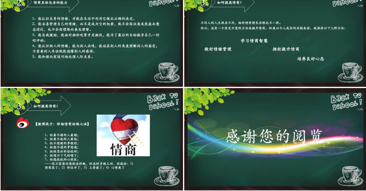 夏季校园风黑板背景情绪管理ppt模板