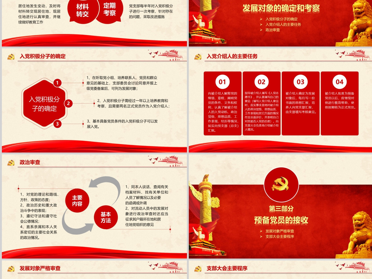 党支部党员发展入党培训流程ppt模板幻灯片-含讲稿 党支部党员发展入党培训流程ppt模板幻灯片-含讲稿