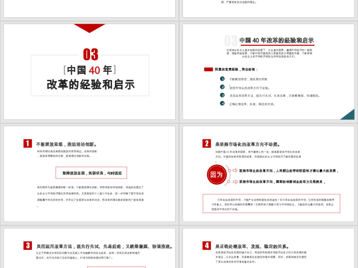 原创改革开放40年周年经验与启示PPT模板 原创改革开放40年周年经验与启示PPT模板