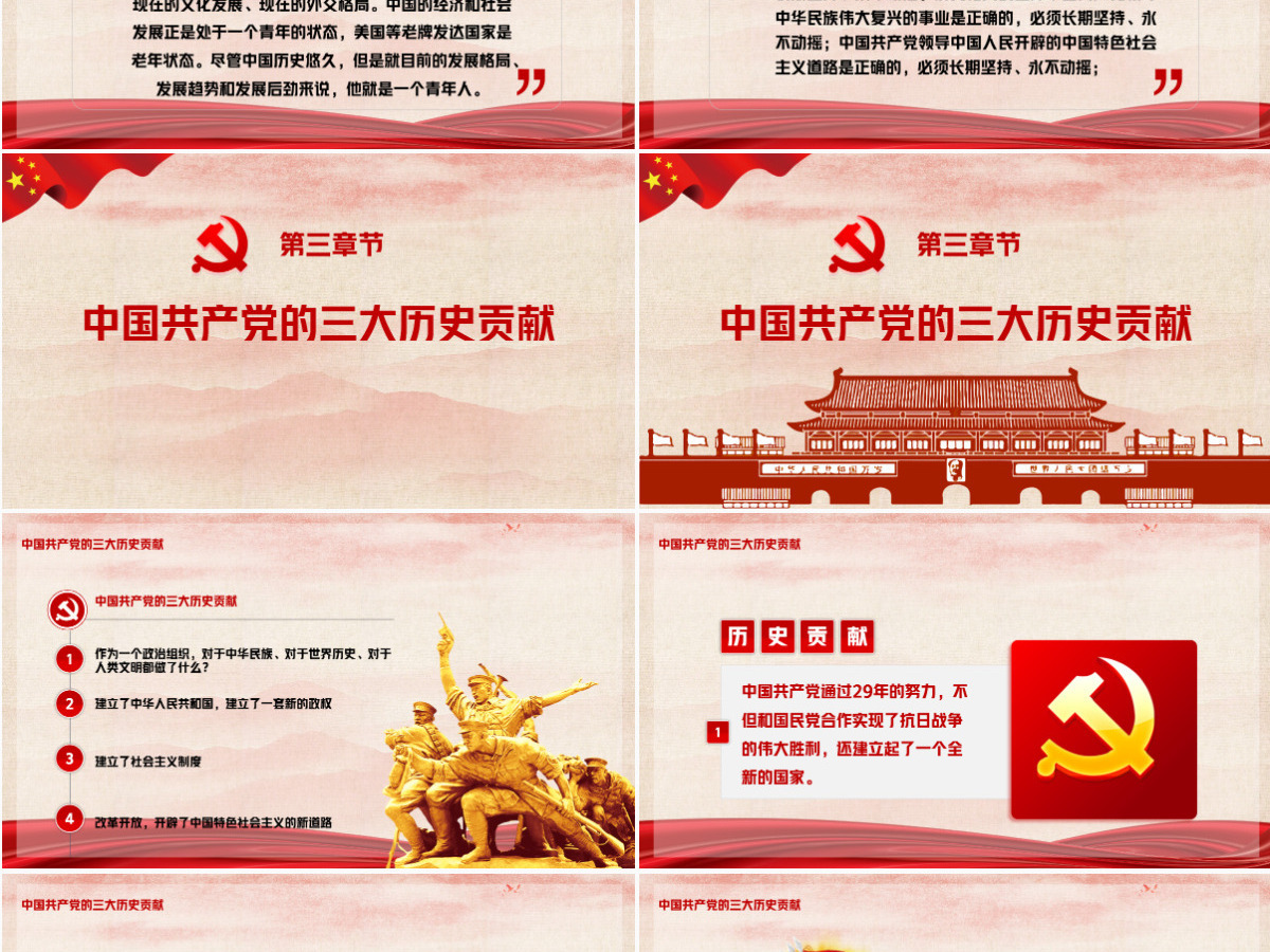 红色党政风中国共产党建党100周年PPT模板-含讲稿
