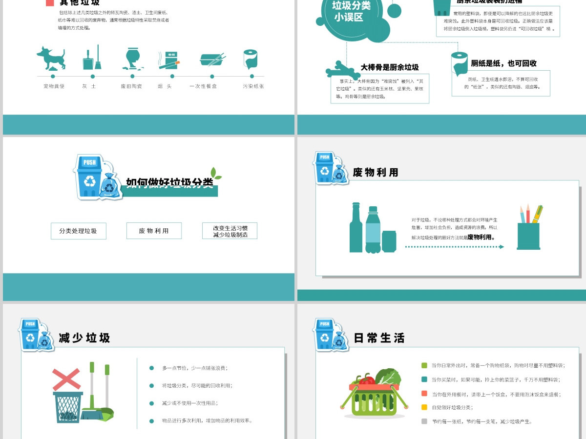 2020年可爱卡通爱护环境保护地球做好垃圾分类PPT