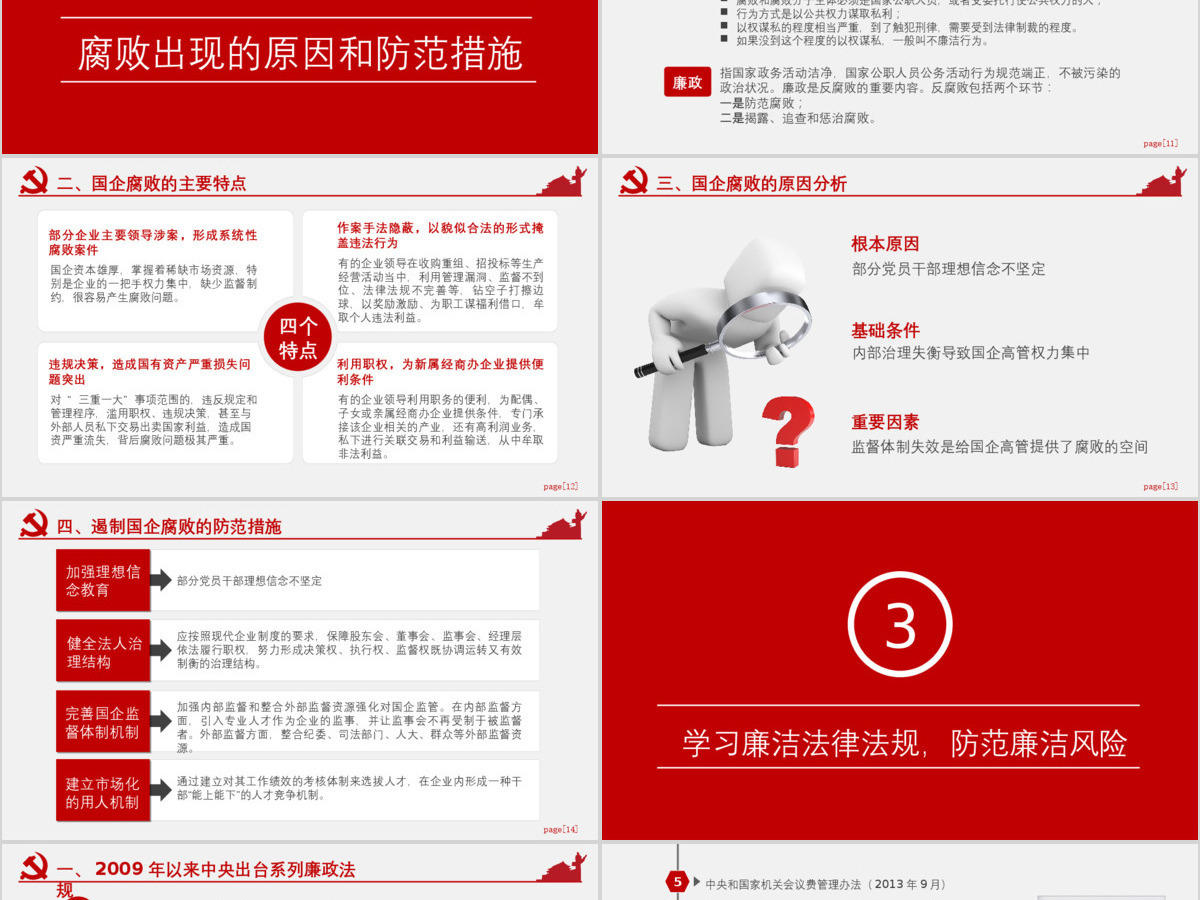 红色公职人员廉洁从业培训PPT模板幻灯片