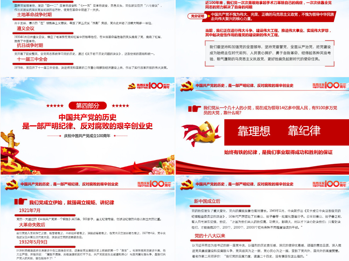 蓝色大气党员干部要从党的百年光辉历史中坚定初心使命庆祝建党100周年PPT--含讲稿 蓝色大气党员干部要从党的百年光辉历史中坚定初心使命庆祝建党100周年PPT--含讲稿