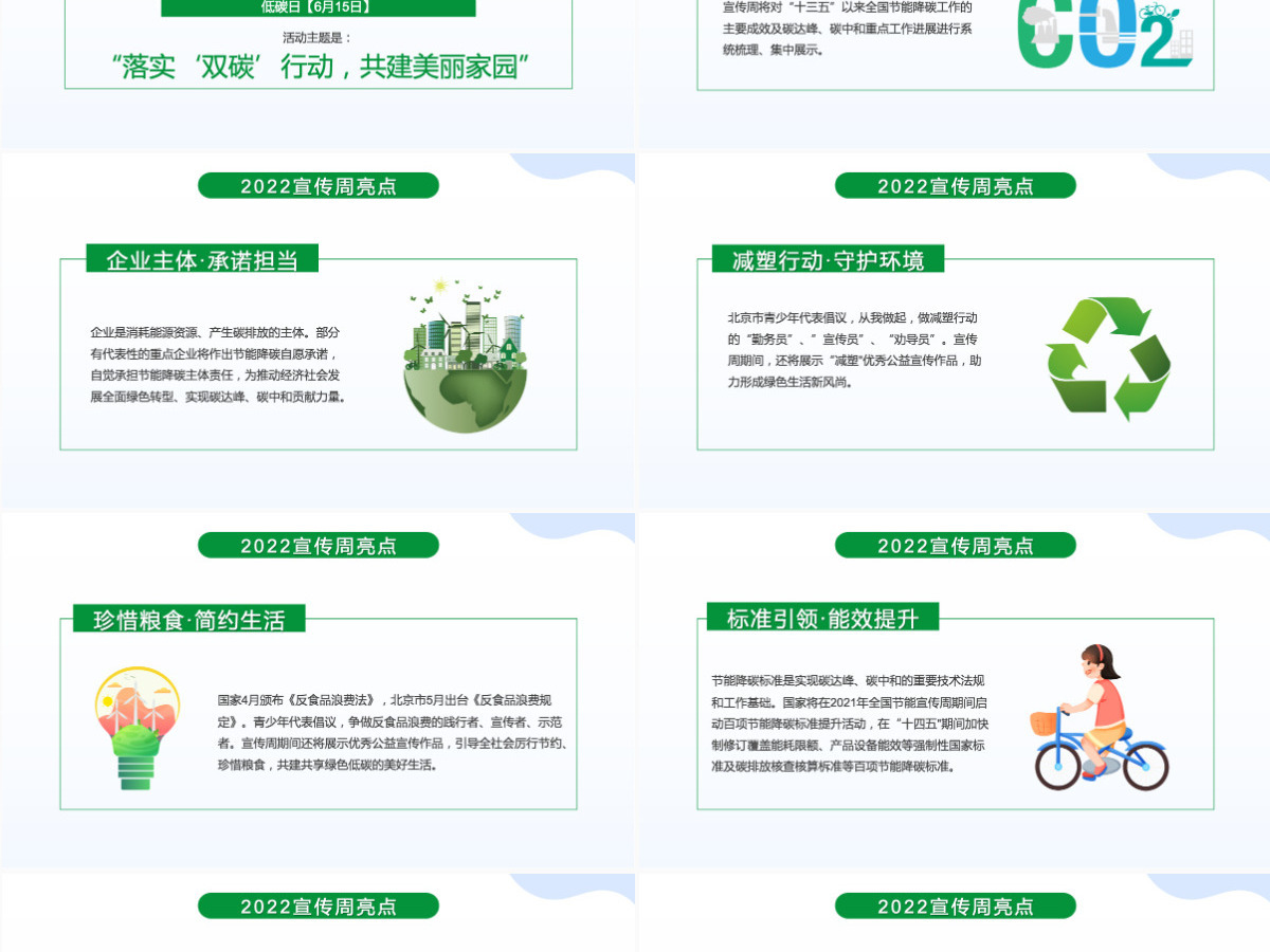 2022年全国节能宣传周卡通风落实双碳行动共建美丽家园主题课件模板PPT 2022年全国节能宣传周卡通风落实双碳行动共建美丽家园主题课件模板PPT