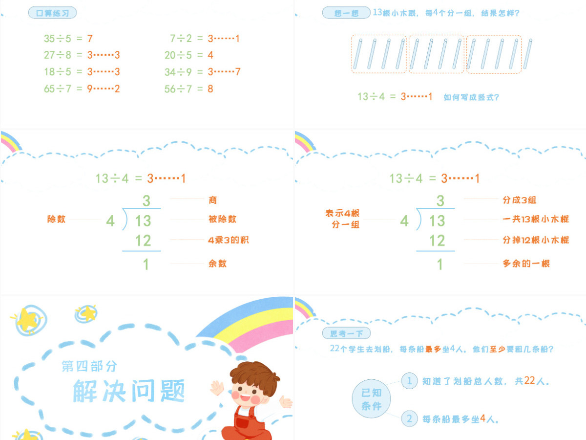 小学二年级数学有余数的除法课件PPT模板