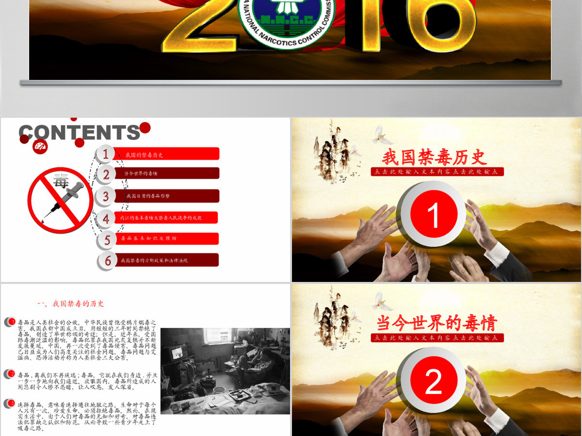 国际禁毒日禁毒委员会2016年工作总结计划PPT