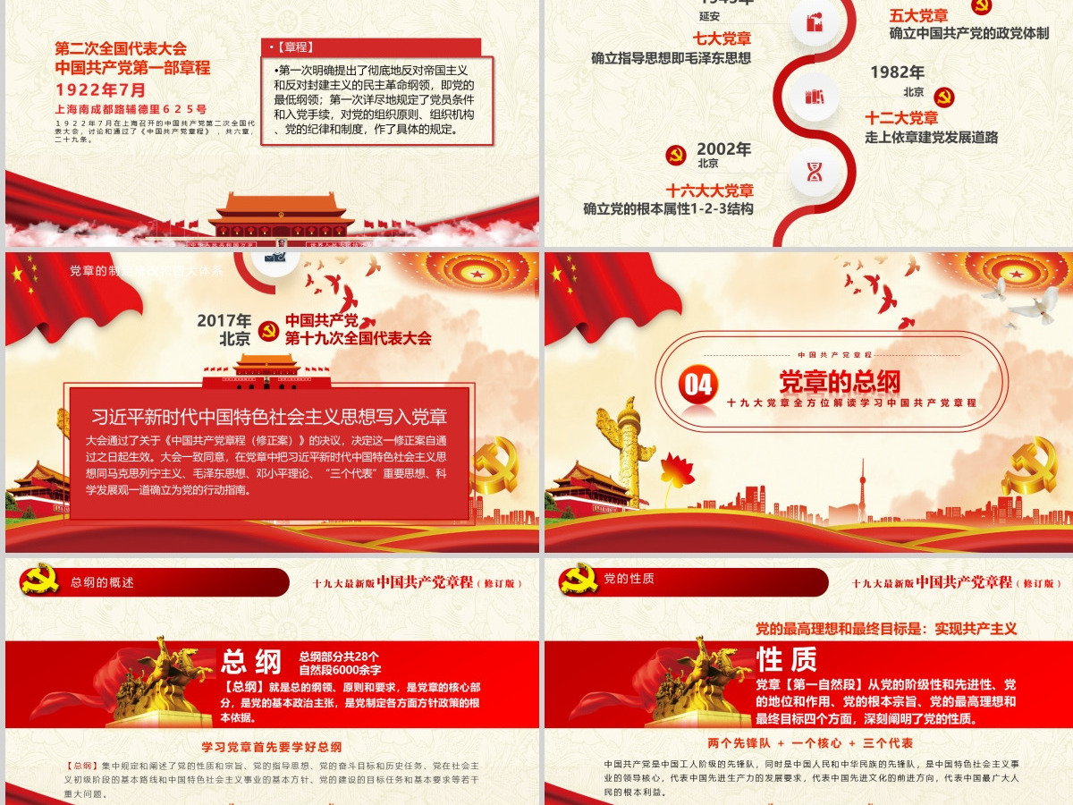 十九大新党章全方位解读学习中国共产党章程PPT