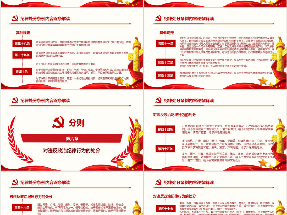 红色中国共产党纪律处分条例党课宣传学习ppt模板 红色中国共产党纪律处分条例党课宣传学习ppt模板