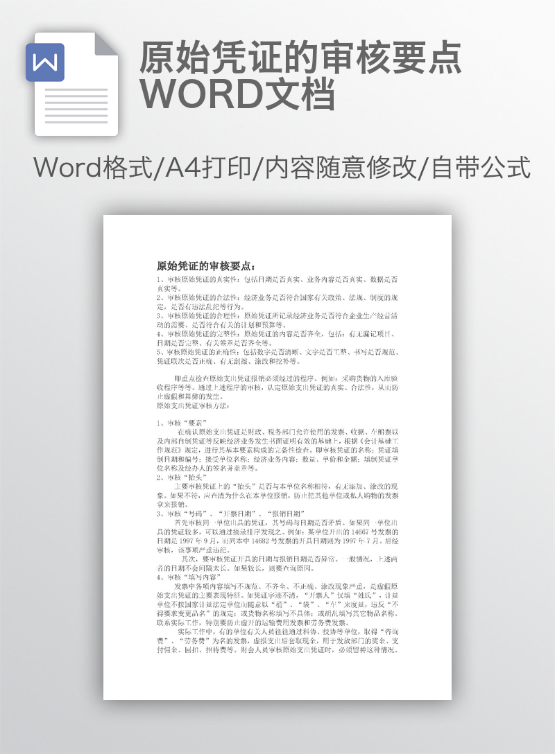 原始凭证的审核要点WORD文档