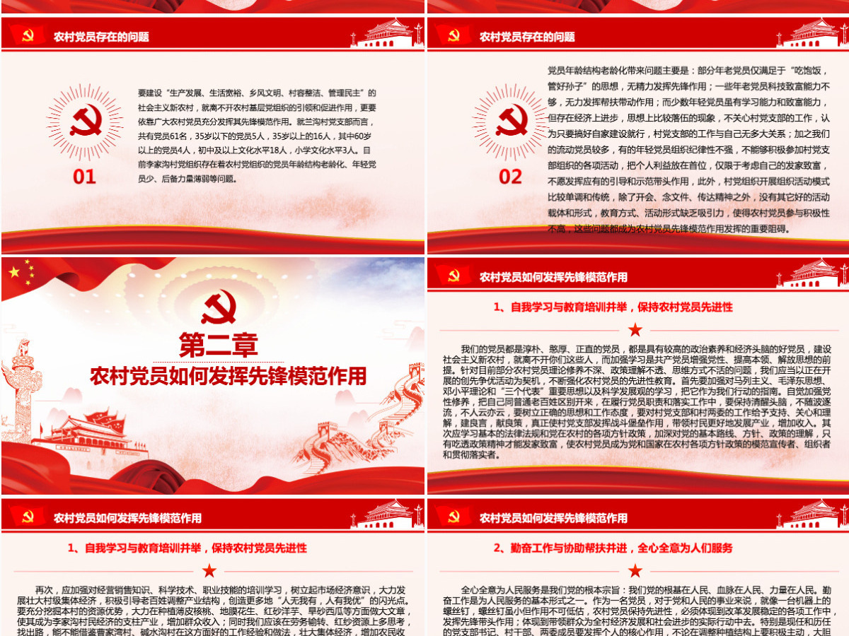 精美党建风新时期农村党员如何发挥先锋模范作用党课PPT 精美党建风新时期农村党员如何发挥先锋模范作用党课PPT