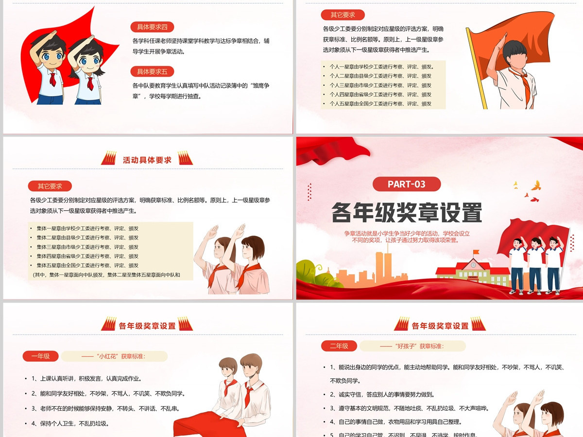 2023少先队争章活动方案PPT红色卡通风少先队争章活动方案课件模板 2023少先队争章活动方案PPT红色卡通风少先队争章活动方案课件模板