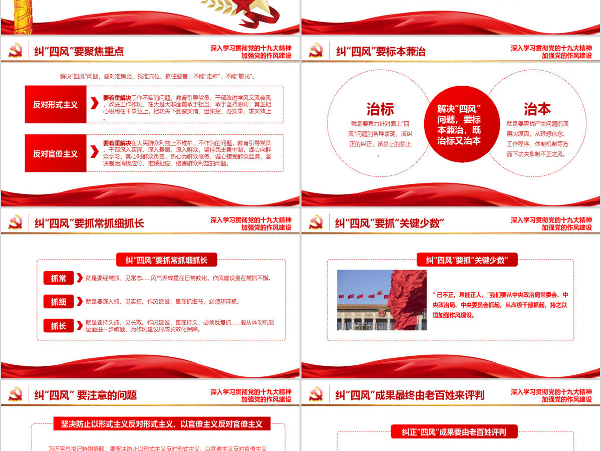 纠正四风建设不能止步十九大会议精神报告作风建设PPT模板 纠正四风建设不能止步十九大会议精神报告作风建设PPT模板