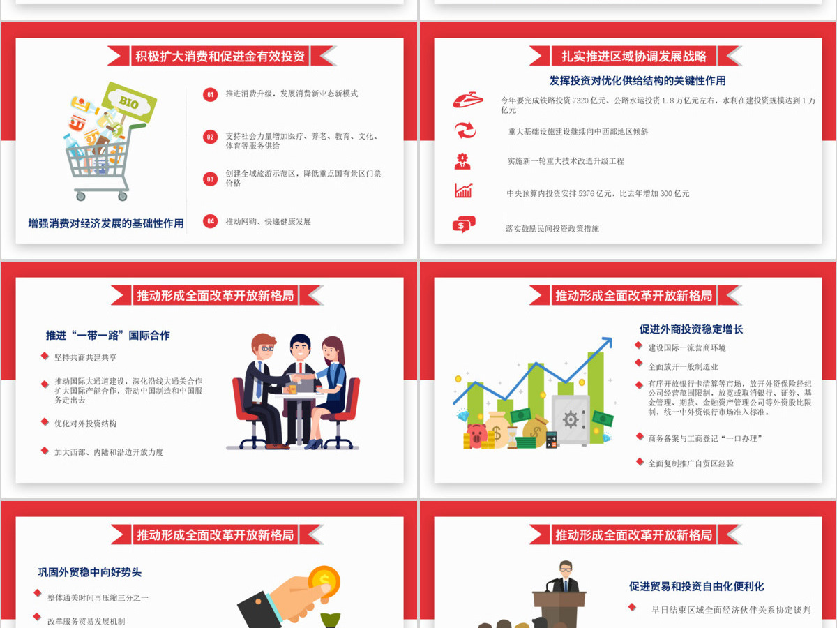 红白扁平风两会政府工作报告解读PPT模板 红白扁平风两会政府工作报告解读PPT模板