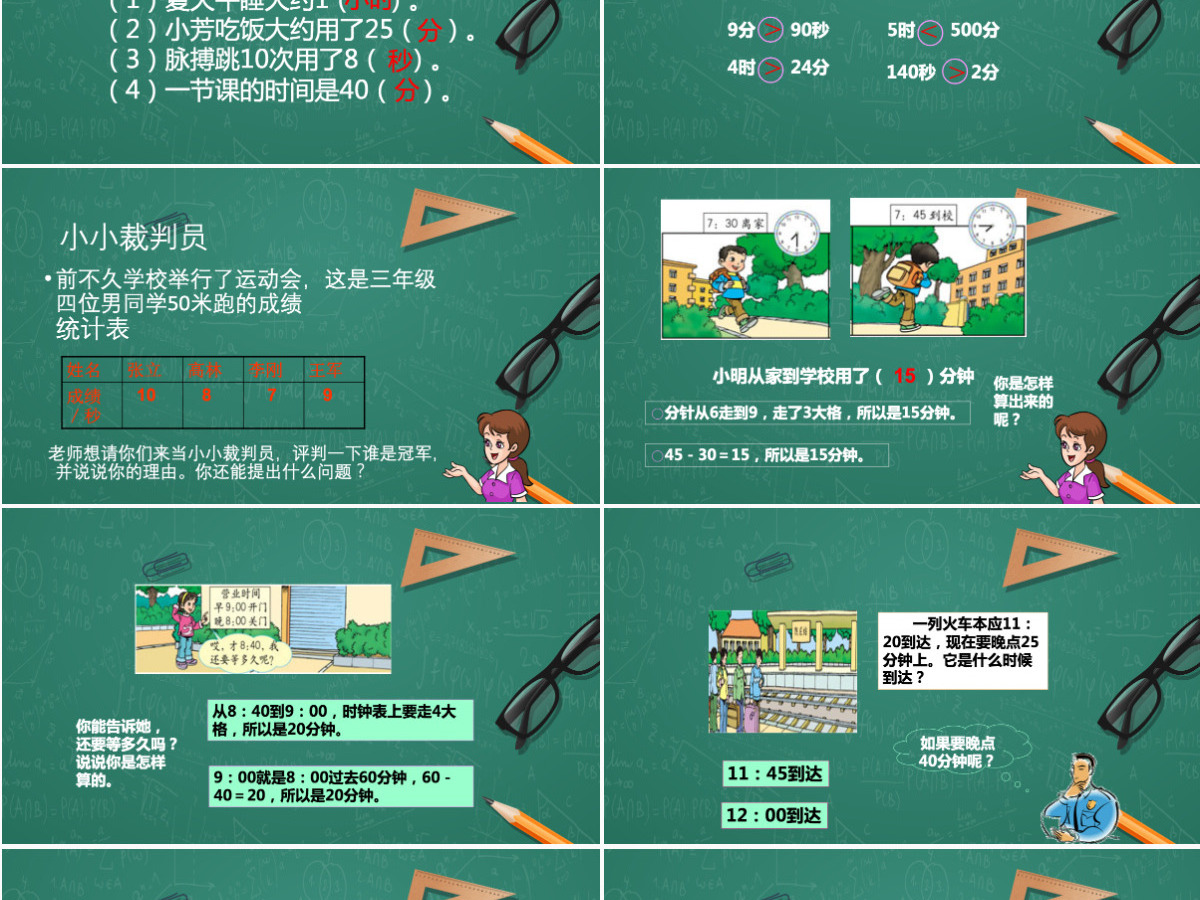 人教版三年级上册第一单元数学时分秒的认识PPT模板 人教版三年级上册第一单元数学时分秒的认识PPT模板