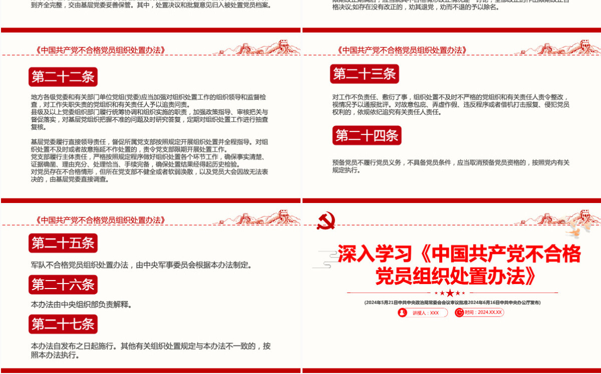 深入学习《中国共产党不合格党员组织处置办法》PPT课件-含讲稿