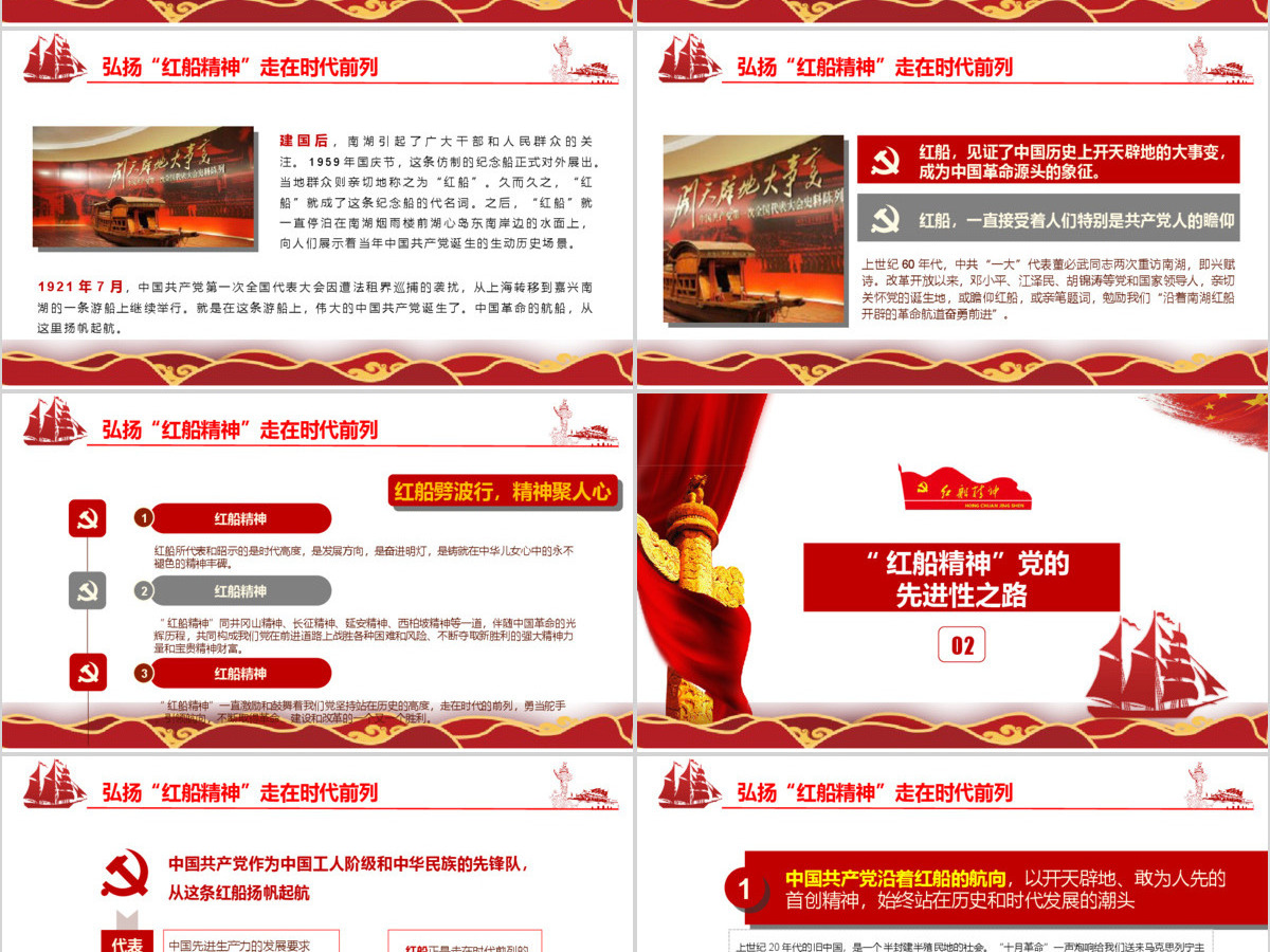 十九大会议精神红船精神新时代精神时代前列动态PPT模板 十九大会议精神红船精神新时代精神时代前列动态PPT模板