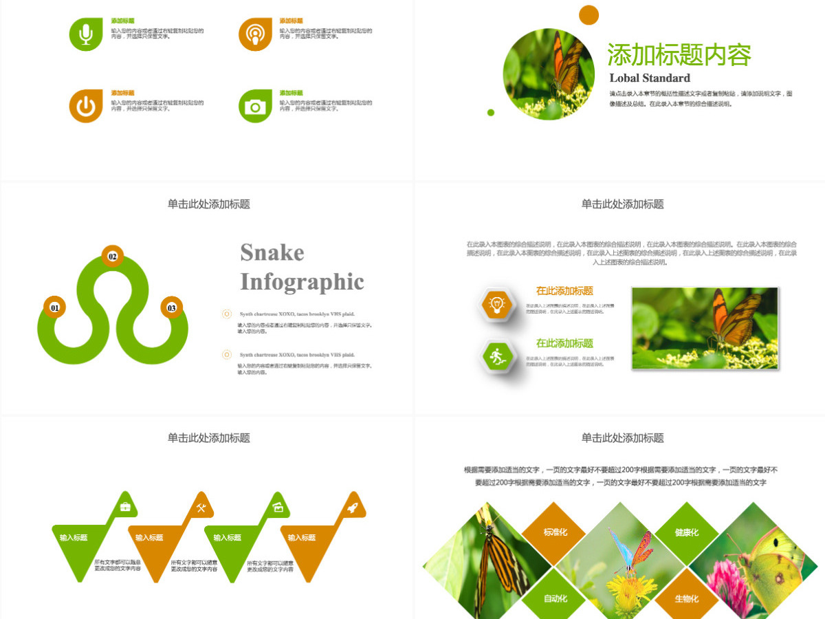 昆虫蝴蝶蜕变商务汇报总结计划PPT模板