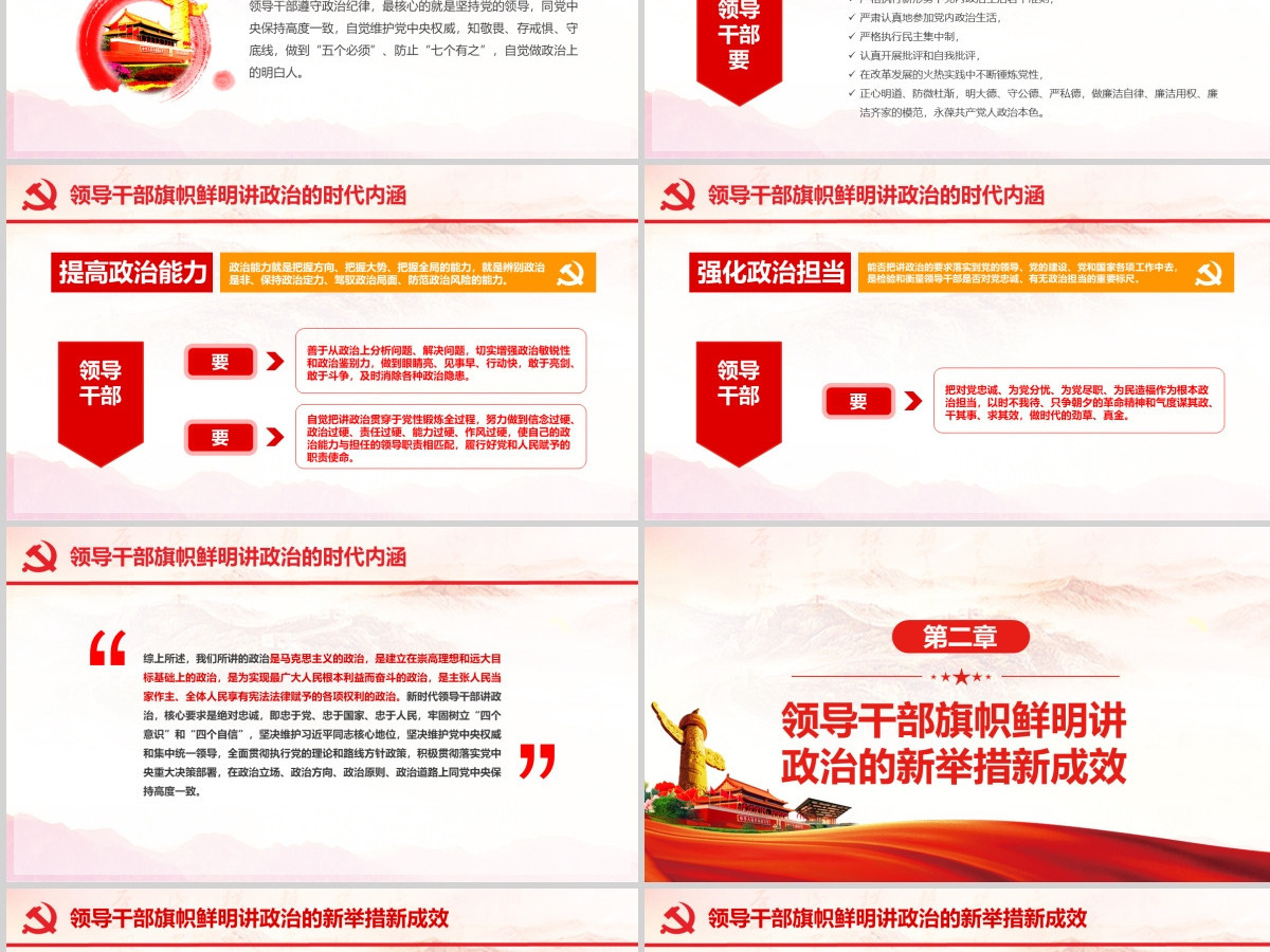 原创新时代领导干部必须旗帜鲜明讲政治党建PPT