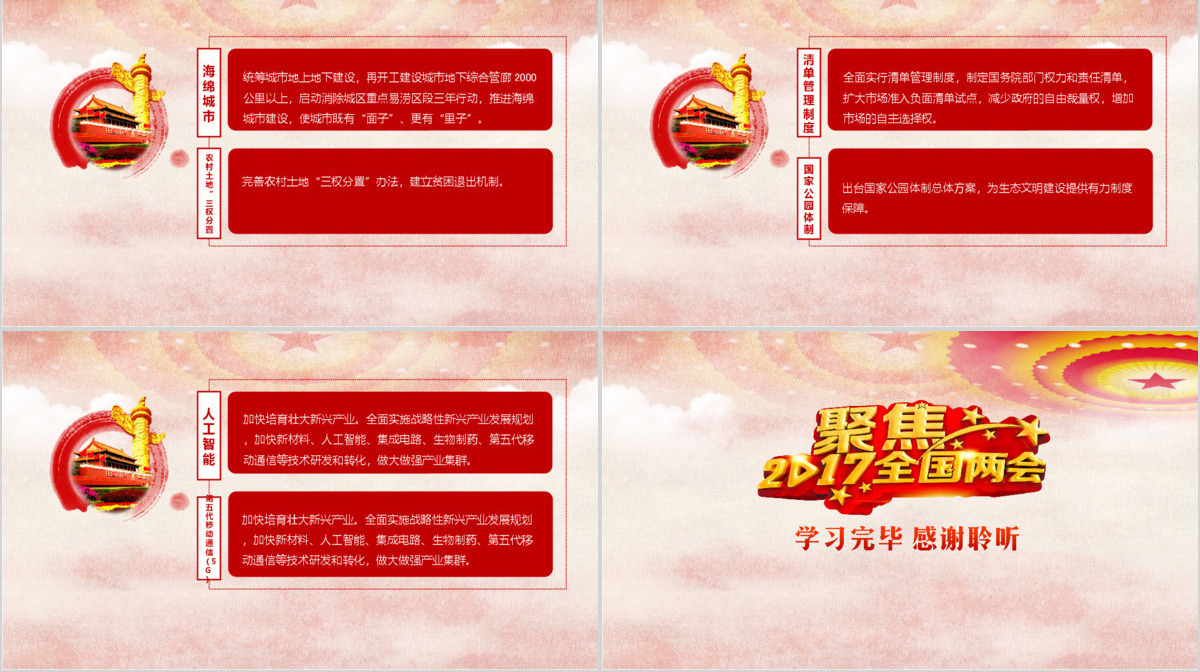 2017聚焦两会热点内容学习解读PPT
