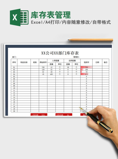 2021年库存表管理