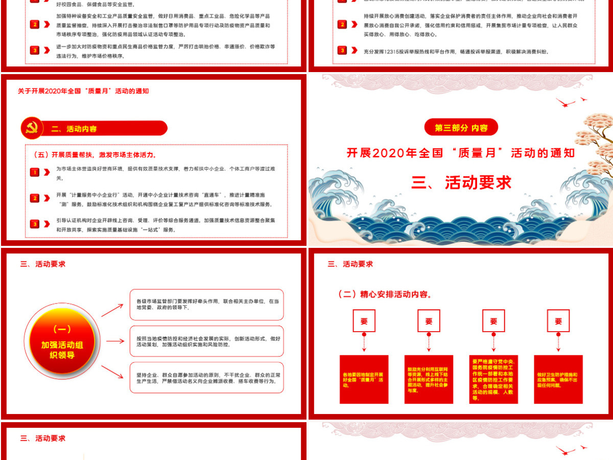 简洁大气学习解读2020年全国“质量月”活动的通知ppt模板-含讲稿