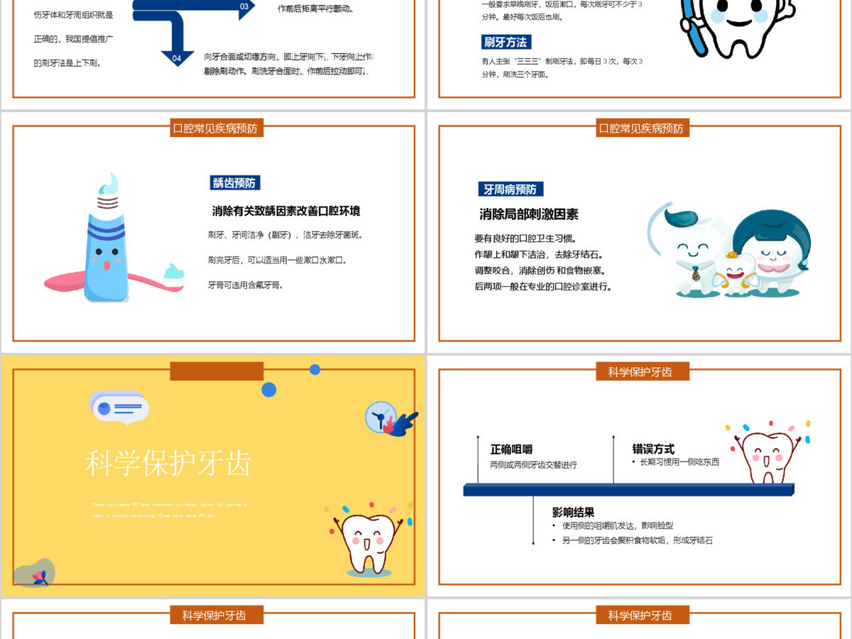 淡黄色简洁风全民爱牙日PPT模板