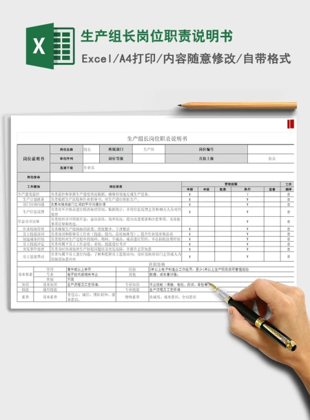 2021年生产组长岗位职责说明书