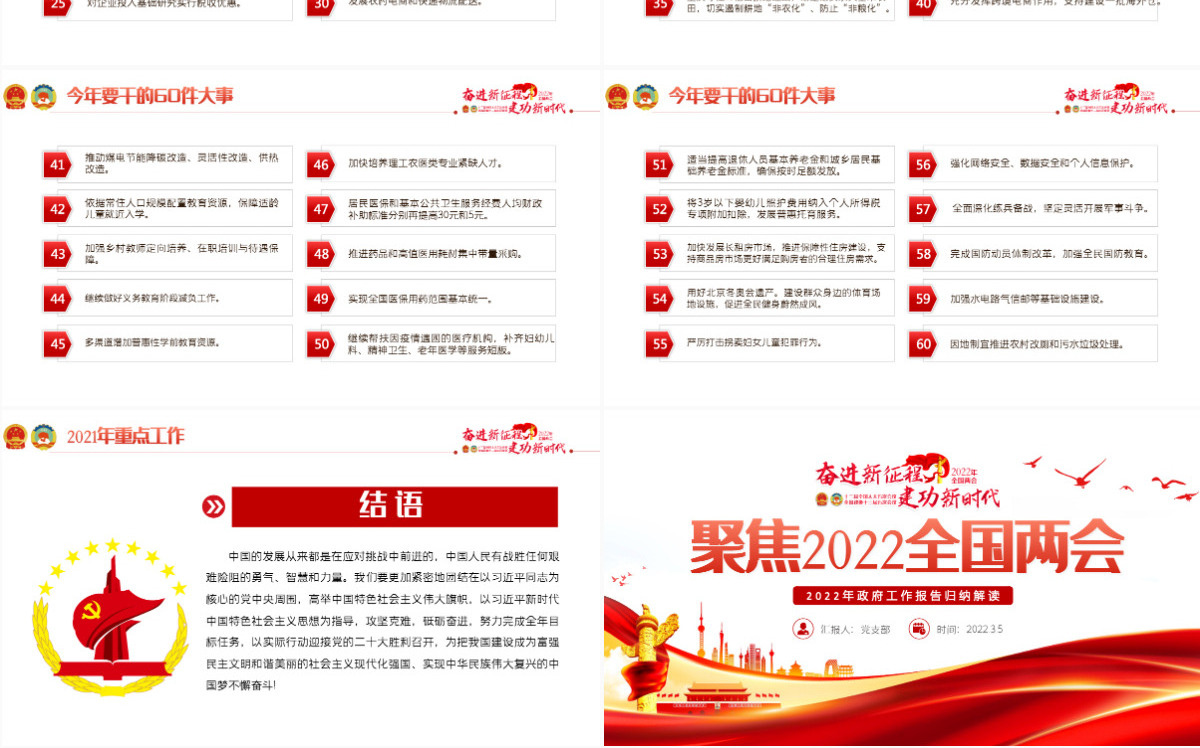 聚焦2022全国两会红色精品学习贯彻2022年全国政协常委会工作报告重点内容专题党课课件模板PPT-含讲稿