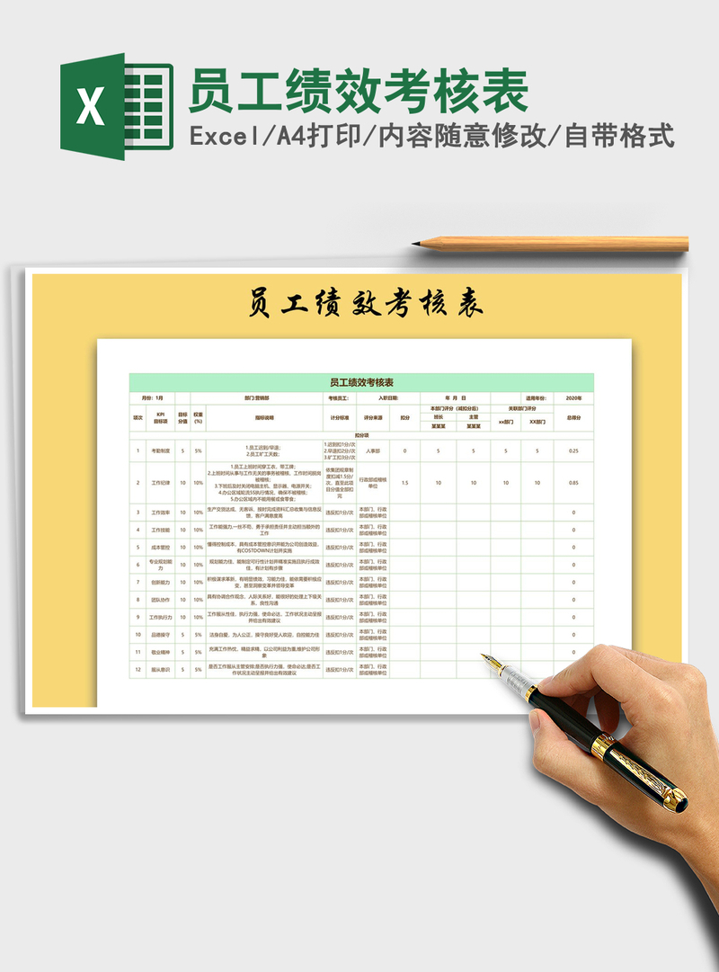 2021年员工绩效考核表 2021年员工绩效考核表