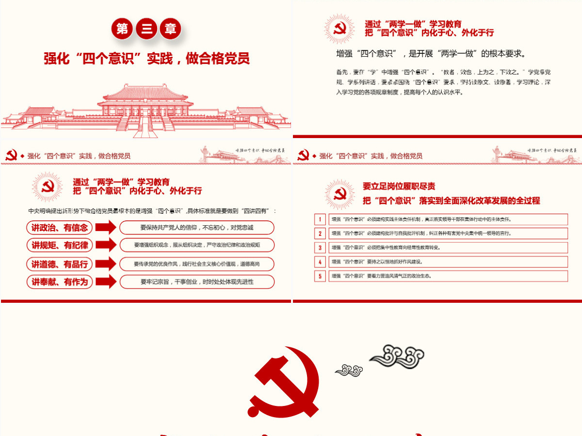 增强四个意识争做合格党员PPT模板 增强四个意识争做合格党员PPT模板