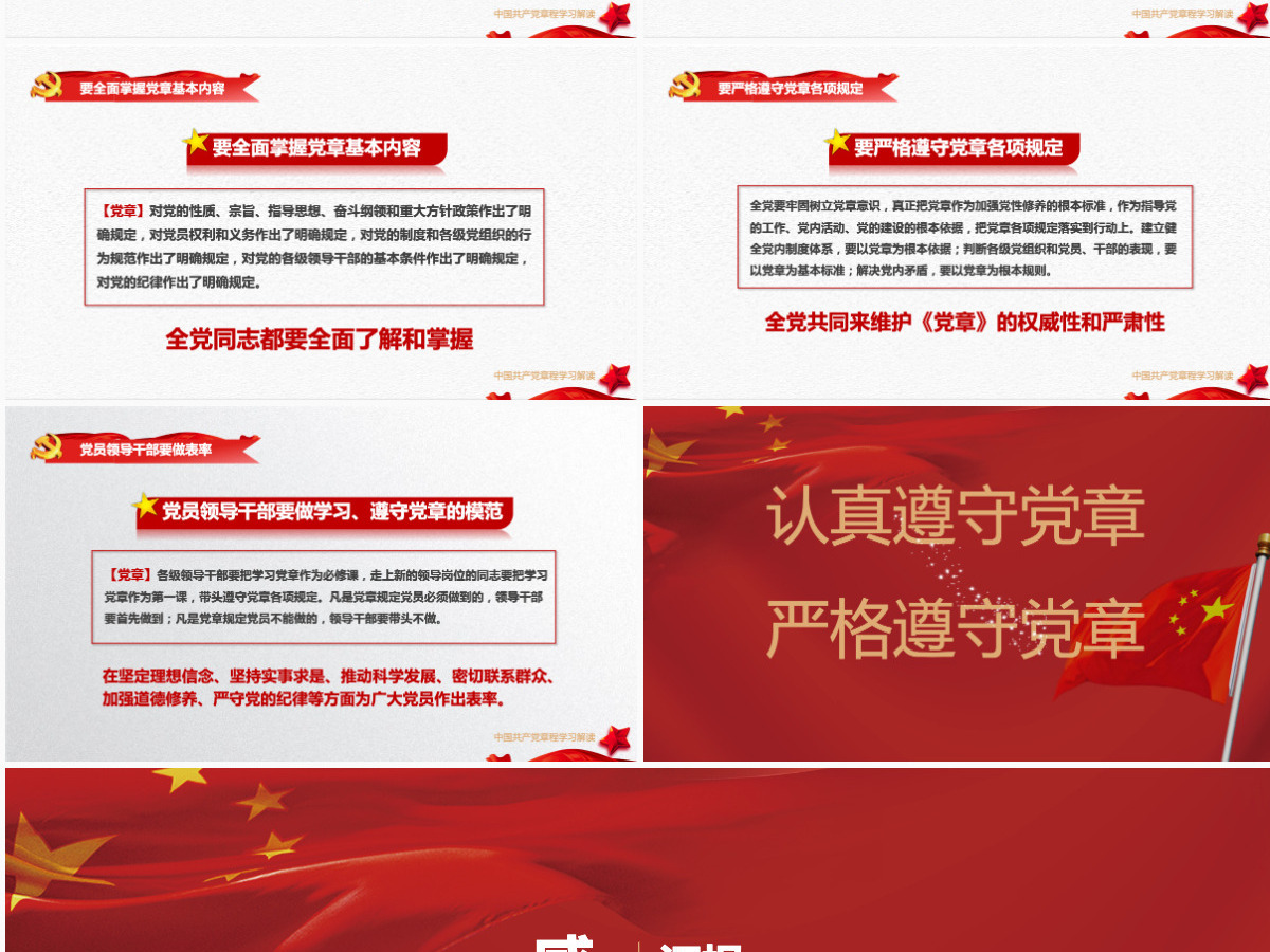 中国共产党章程党章党规学习解读PPT模板幻灯片