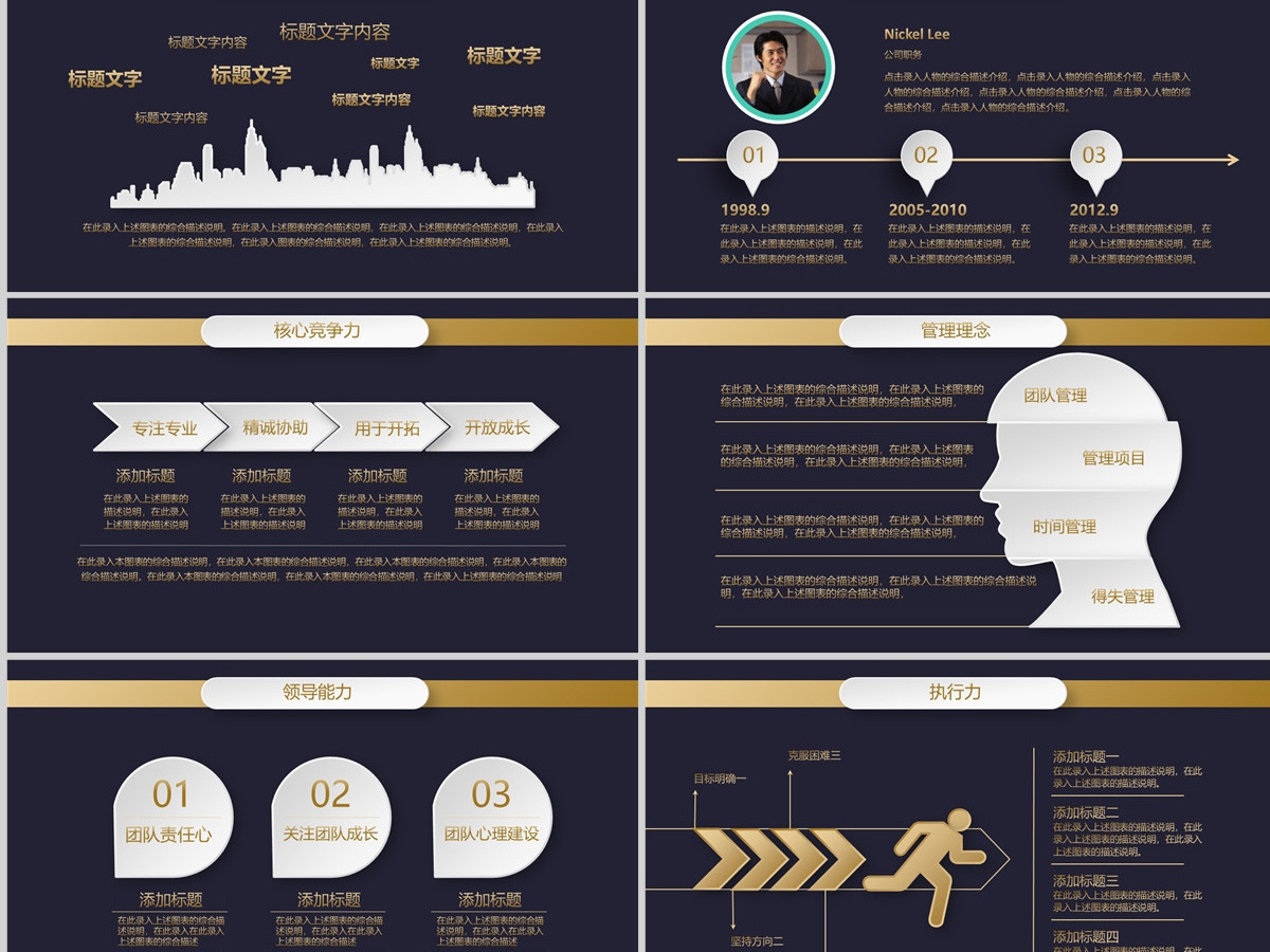 时尚黑金自我介绍PPT个人简历PPT模板 时尚黑金自我介绍PPT个人简历PPT模板