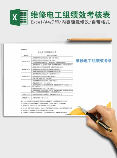 2021年维修电工组绩效考核表
