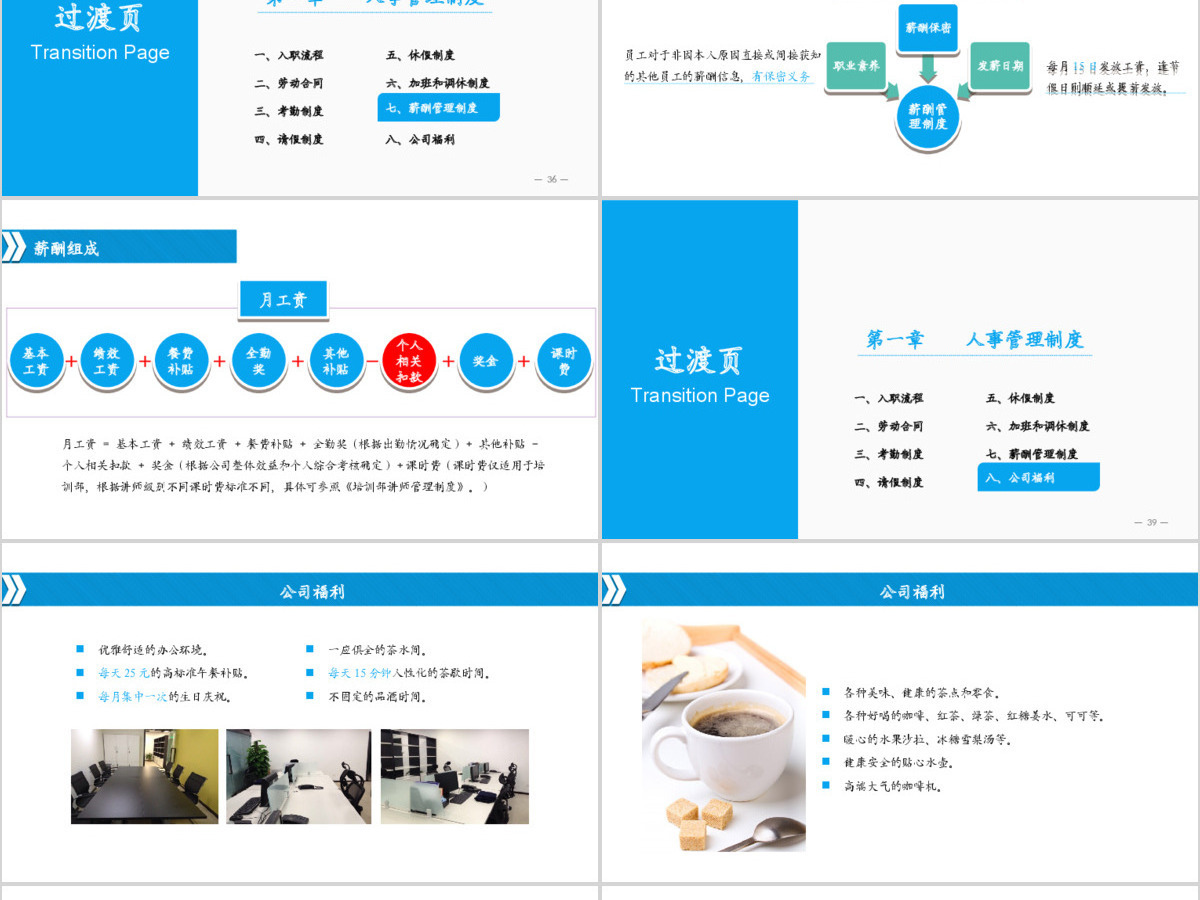 蓝色简约商务通用员工手册