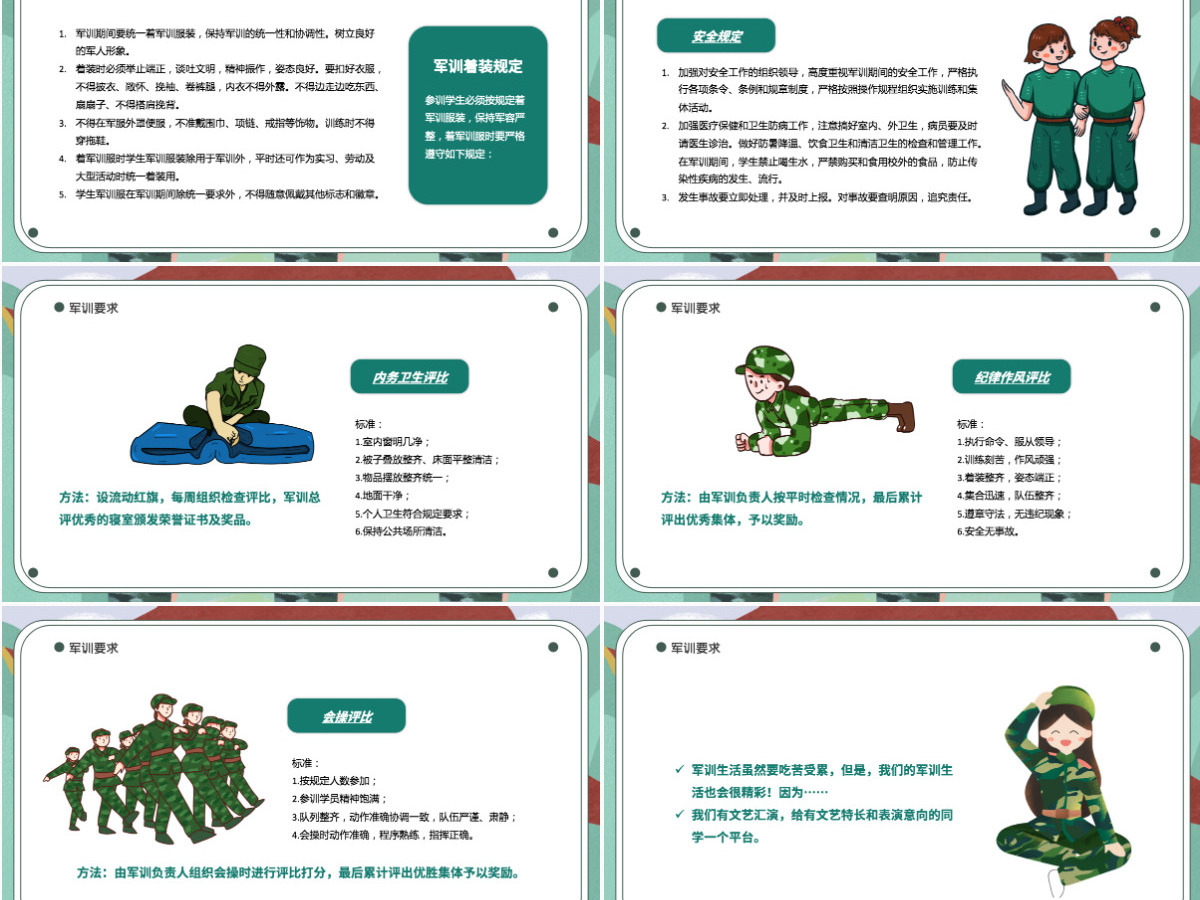新生军训绿色迷彩风秋季开学大学生军训绽放青春风采课件PPT 新生军训绿色迷彩风秋季开学大学生军训绽放青春风采课件PPT