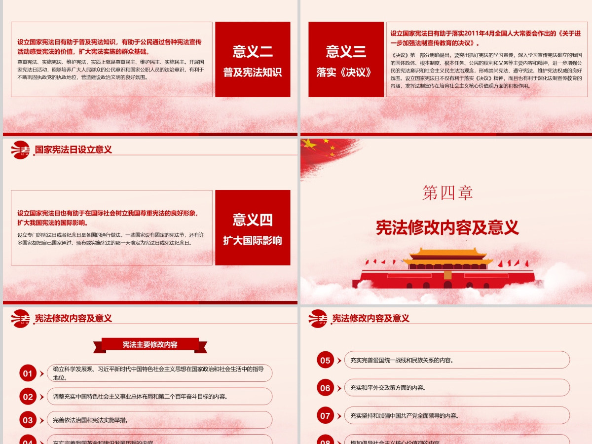 党建风国家宪法日宪法知识学习PPT模板