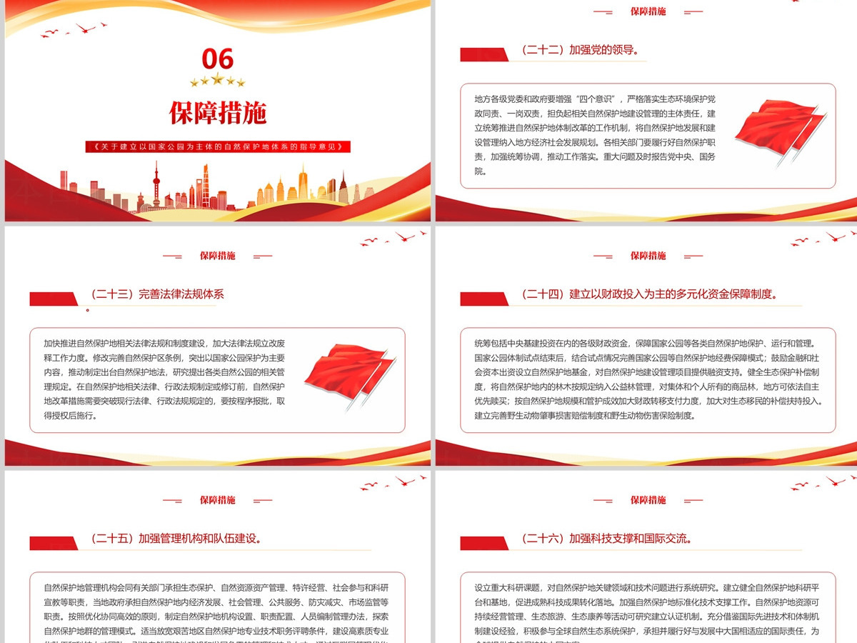 红色创意《关于建立以国家公园为主体的自然保护地体系的指导意见》PPT