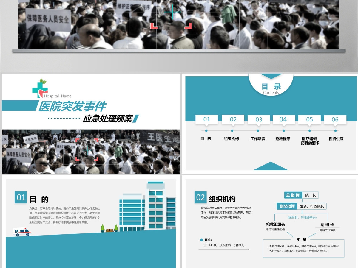 医院突发事件安全应急处理预案PPT模板