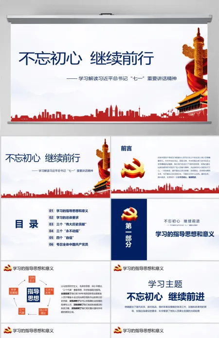 学习解读习近平总书记“七一”重要讲话精神PPT模板 学习解读习近平总书记“七一”重要讲话精神PPT模板