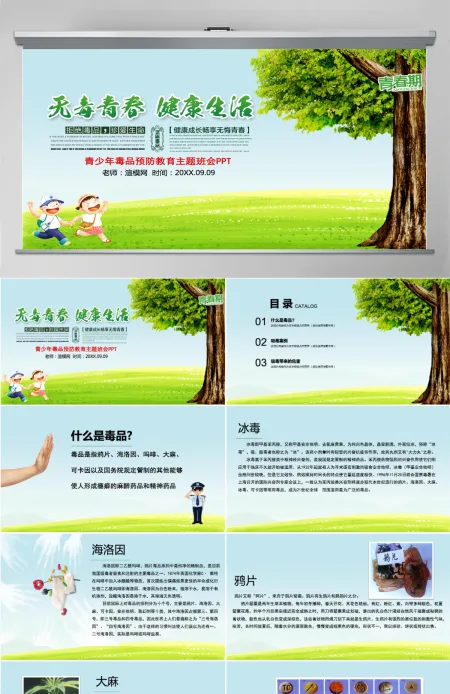 国际禁毒日无毒青春健康生活青少年毒品预防教育主题班会PPT模板 国际禁毒日无毒青春健康生活青少年毒品预防教育主题班会PPT模板