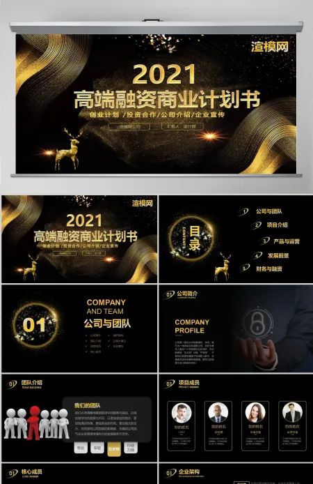 黑金色高端商务企业融资招商项目商业计划书创业计划书PPT模板